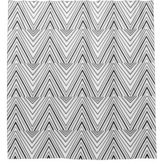 Black Gray White Chevron Pattern Shower Curtain