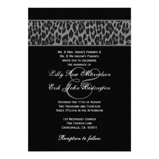 Black Gray White Leopard Wedding Template G200 Personalized Invitations