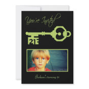 Black & Green 21st Birthday Party Key Invitation