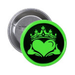 Black & Green Claddagh Round Pin
