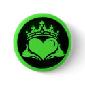 Black & Green Claddagh Round Pin buttons