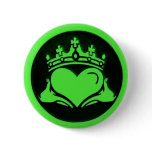 Black &amp; Green Claddagh Round Pin