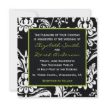 Black & Green Contemporary Damask Invitation