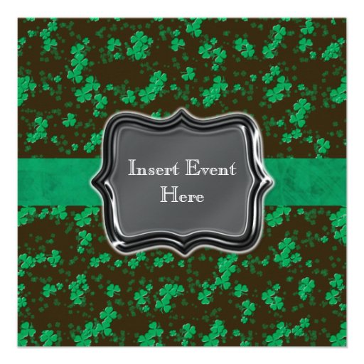 Black green Irish wedding party Invitations