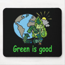 Black "Green is Good" Mousepad