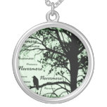 Black & Green Nevermore Raven Silhouette Custom Necklace