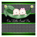Black Green Peas In A Pod Gender Reveal Party Invitations