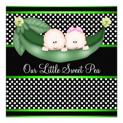 Black Green Peas In A Pod Gender Reveal Party Invitations (front side)