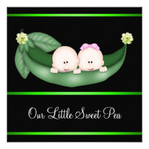 Black Green Peas In A Pod Gender Reveal Party Invitations