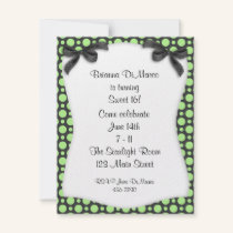 Black Green Polka Dot Invitation