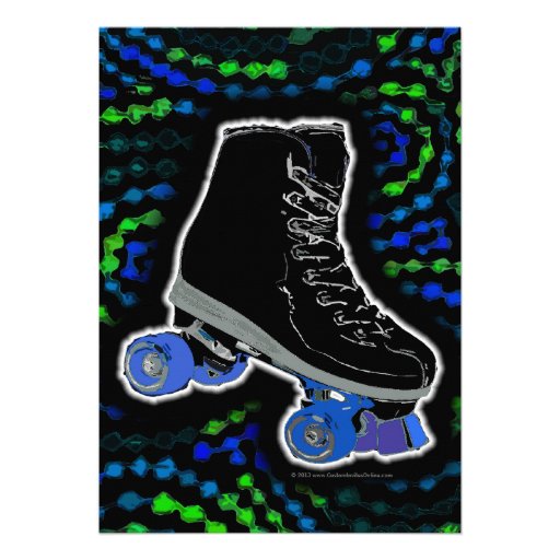 Black/Green Roller Skating Party Invitation