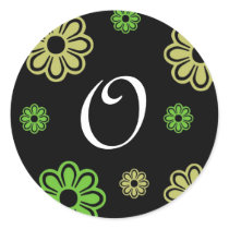 Black Green Tan Floral Letter O stickers by Initialreaction Black Green Tan Floral Letter O stickers