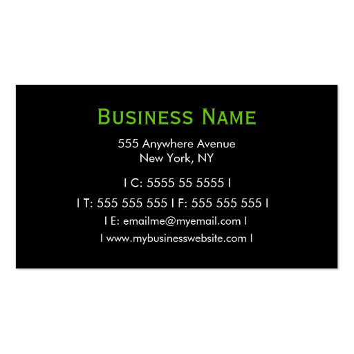 Black Green Tomatoes Chef Restaurant Business Card (back side)