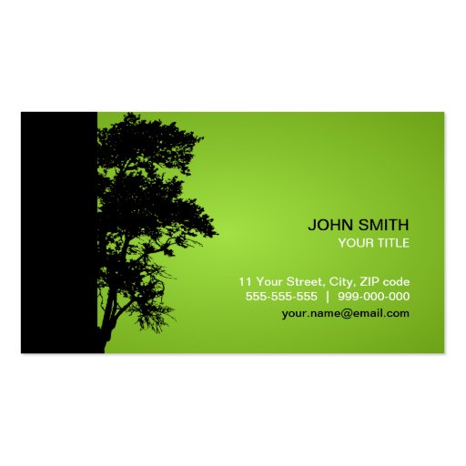 Black / Green Tree business card (front side)