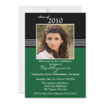 Black, Green & White Photo Graduation Invitation