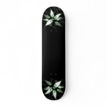 Black Green & White Swirly Flower by Naomi Custom Skate Board