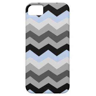 Black, Grey and Sky Blue Chevron Pattern iPhone 5 Covers