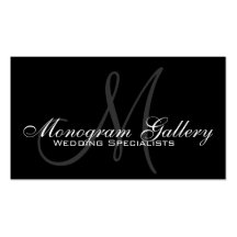 Black Grey Monogram Customizable Business Card