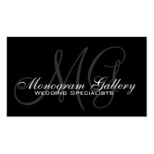 Black Grey Monogram Customizable Business Card