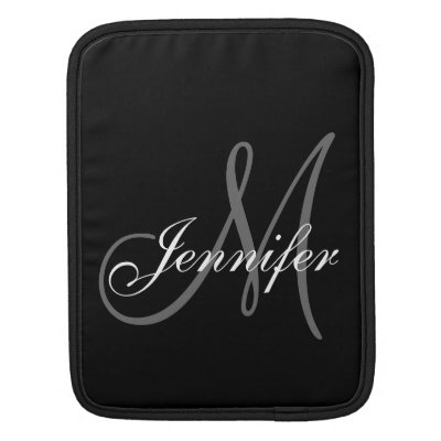 Black Grey Monogram Initial First Name Sleeve For Ipads