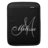 Black Grey Monogram M Initial First Name rickshawsleeve