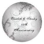 Black grey scroll 25th silver wedding anniversary stickers