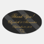 Black & Grey Wedding Thank You Oval Sticker