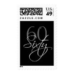 Black Grey White 60th Birthday Party Postage