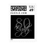 Black Grey White 80th Birthday Party Postage