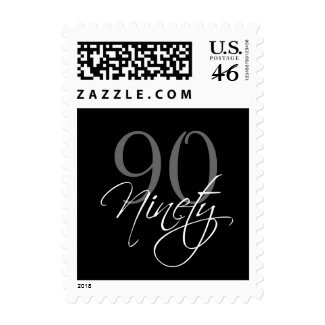 90th Birthday Party Invitations on Black Grey White 90th Birthday Party Postage By Monogramgallery
