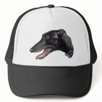 "Black Greyhound" Dog Art Hat by CharlottesWebArt "Black Greyhound" Dog Art Hat