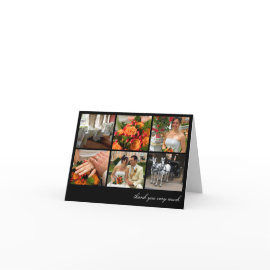 Black grid collage 6 photos memories thank you greeting cards