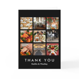 Black grid collage 9 photos memories thank you greeting card