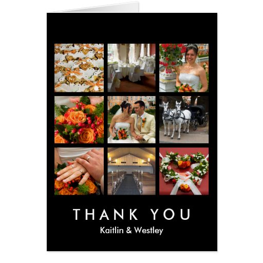Black grid collage 9 photos memories thank you greeting card