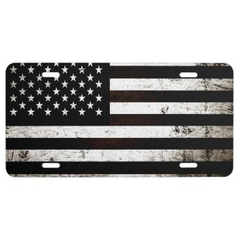 Black Grunge American Flag 2 License Plate