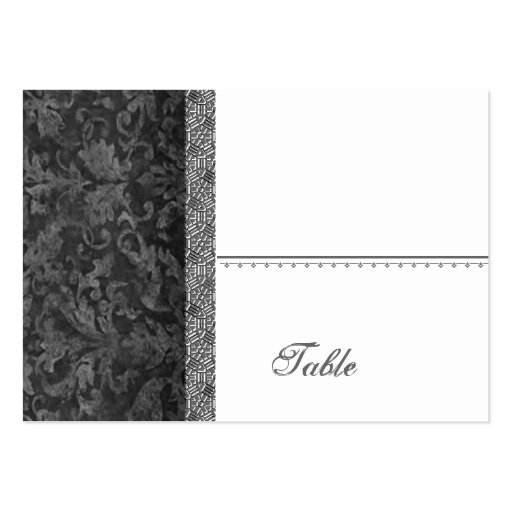 Black Grunge Damask Place Card - Wedding Party Business Card Templates (front side)