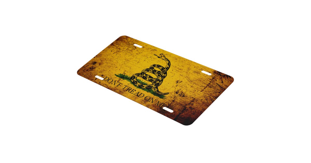 Black Grunge Gadsden Flag License Plate Zazzle