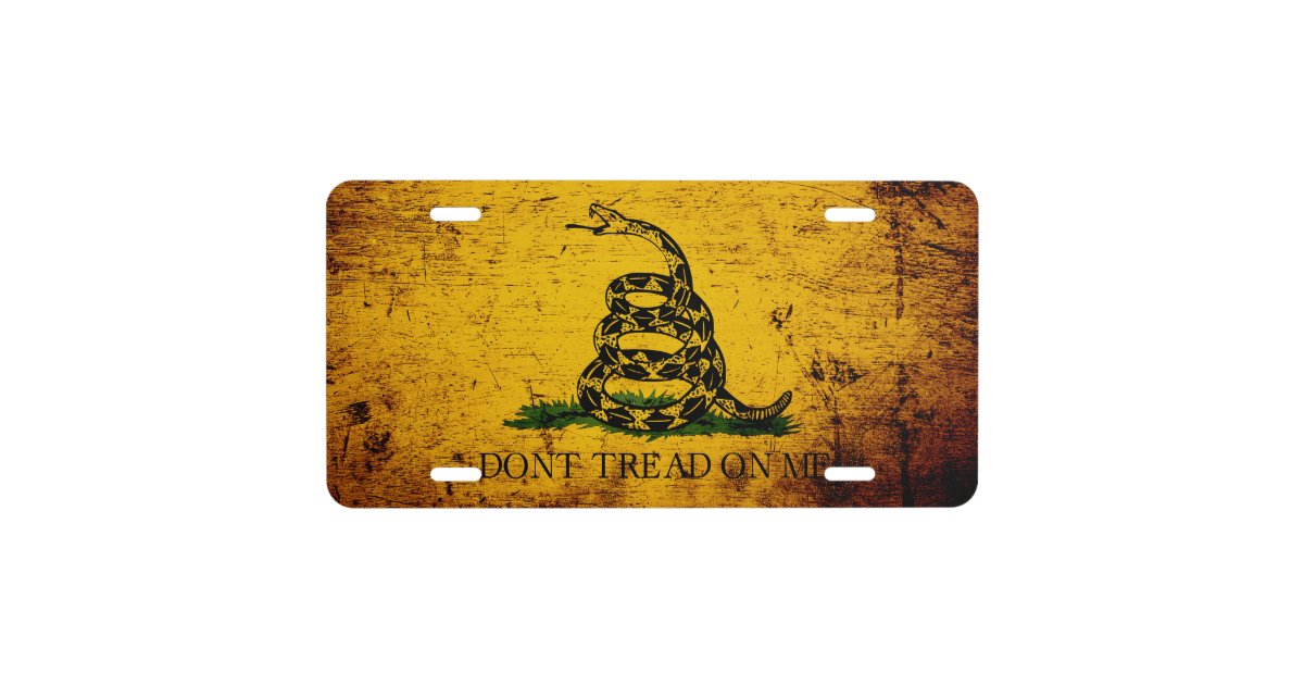 Black Grunge Gadsden Flag License Plate Zazzle