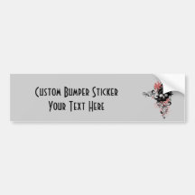 BLACK GRUNGE SWIRL SKULL - RED BUMPER STICKER