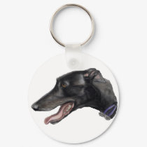 "Black Gryhound" Dog Art Keychain by CharlottesWebArt "Black Gryhound" Dog Art Keychain