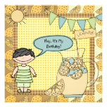 Black Hair Boy Summer Lemonade Birthday Invite