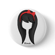 "Black Hair Girl" Button