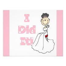 Black Hair I Did It Bride T-shirts and Gifts Personalized Announcement