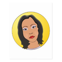 Black Hair Woman Post Cards