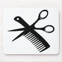 black hairdresser comb scissors mousepads by Tomaniac black hairdresser comb scissors mousepads