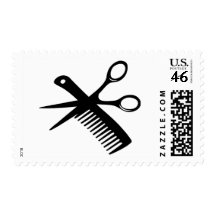 black hairdresser comb scissors postage