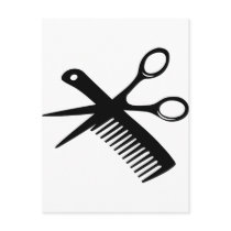 black hairdresser comb scissors postcards by Tomaniac black hairdresser comb scissors postcards