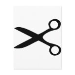 black hairdresser scissors post card