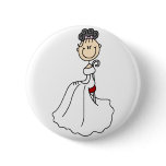 Black Haired Bride Button