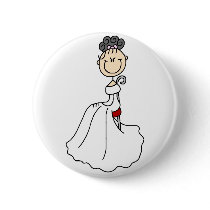 Black Haired Bride Button